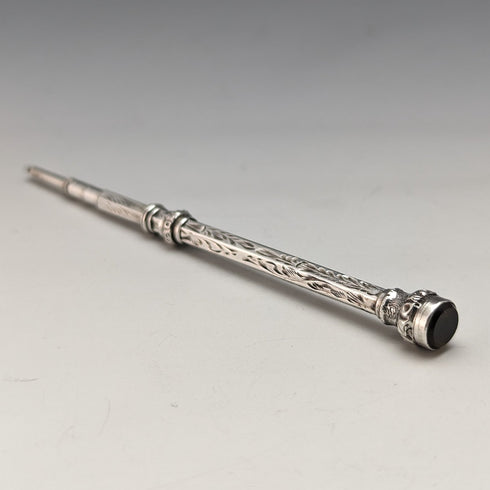 Antique Mechanical Pencil Telescopic 60-93mm Magic Pencil Silver Plated Glass Decor